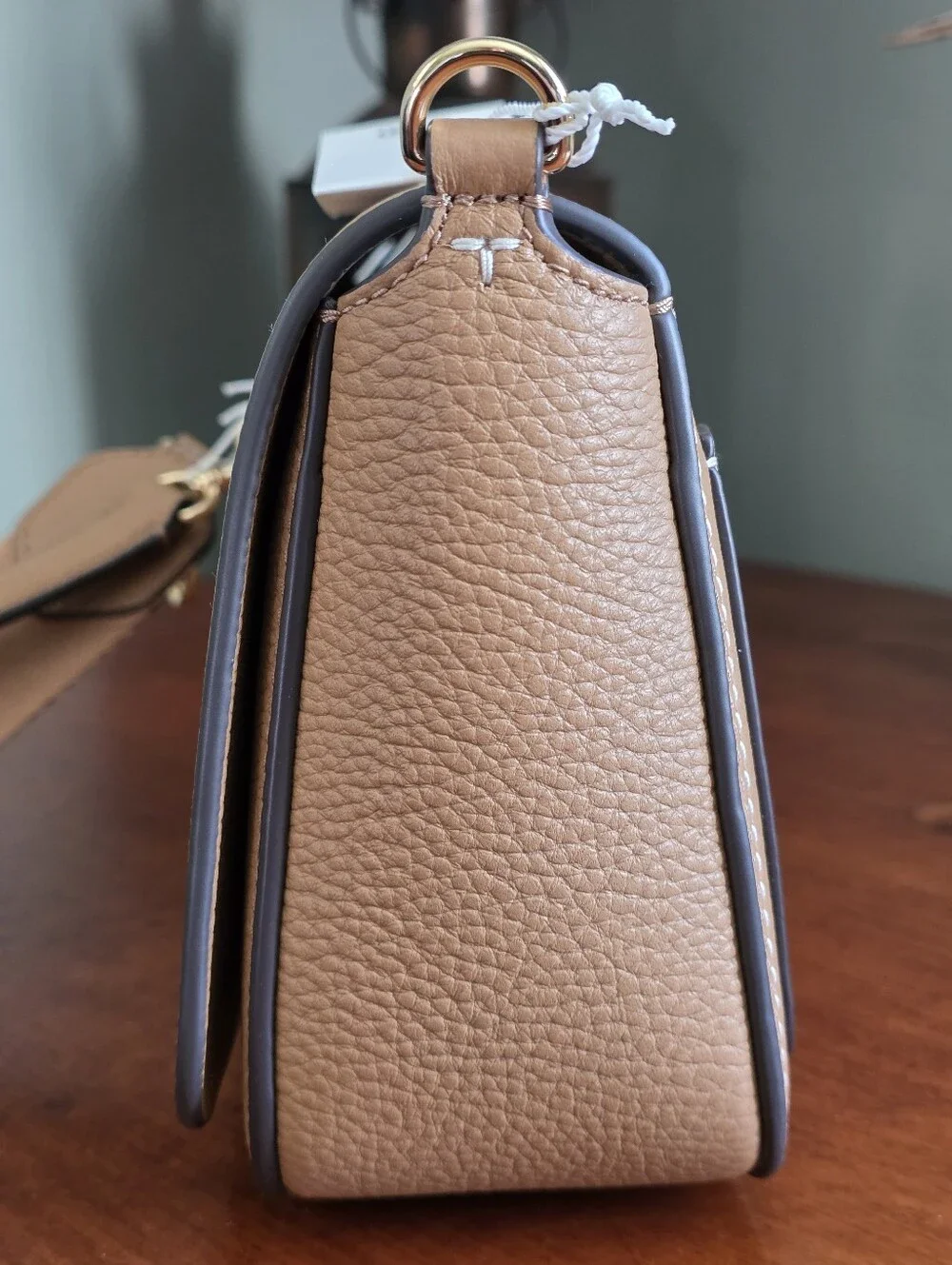 Tory Burch Thea Flap Crossbody Tiramisu Pebbled Leather Bag NWT